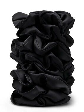 Satin Scrunchies for Women – 8PCS Black Silk Hair Ties – No Crease, Frizz-Free,